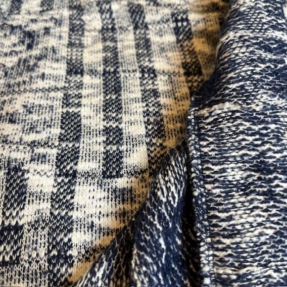 Cupio Women's Open Front Cardigan Waterfall Patchwork Navy and White Medium - Picture 10 of 11